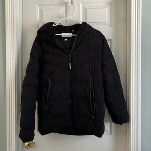 Men’s Calvin Klein sherpa hood size large winter coat, black